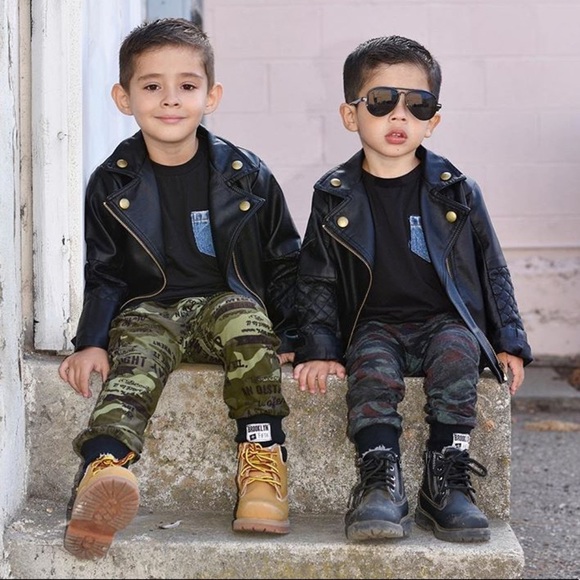Kids Black faux leather Unisex jackets - Picture 5 of 8